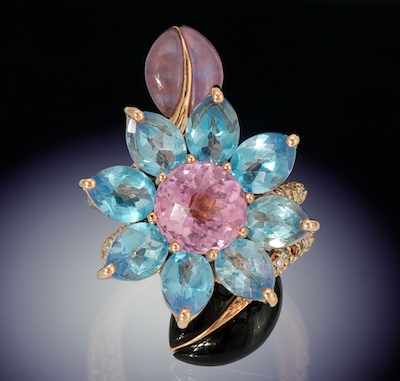 Appraisal: A Ladies' Gemstone Flower Form Ring k rose gold ring