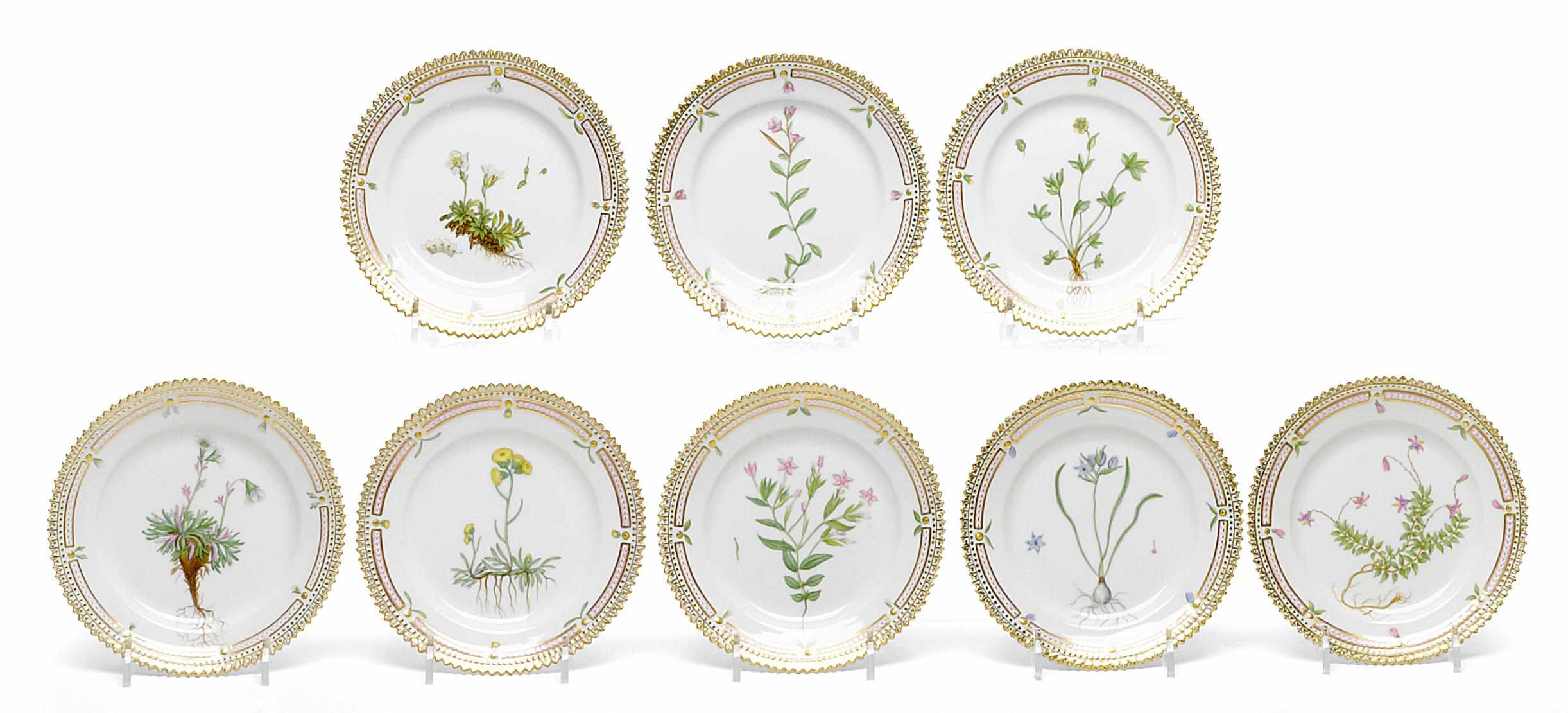 Appraisal: A set of eight Royal Copenhagen porcelain Flora Danica bread