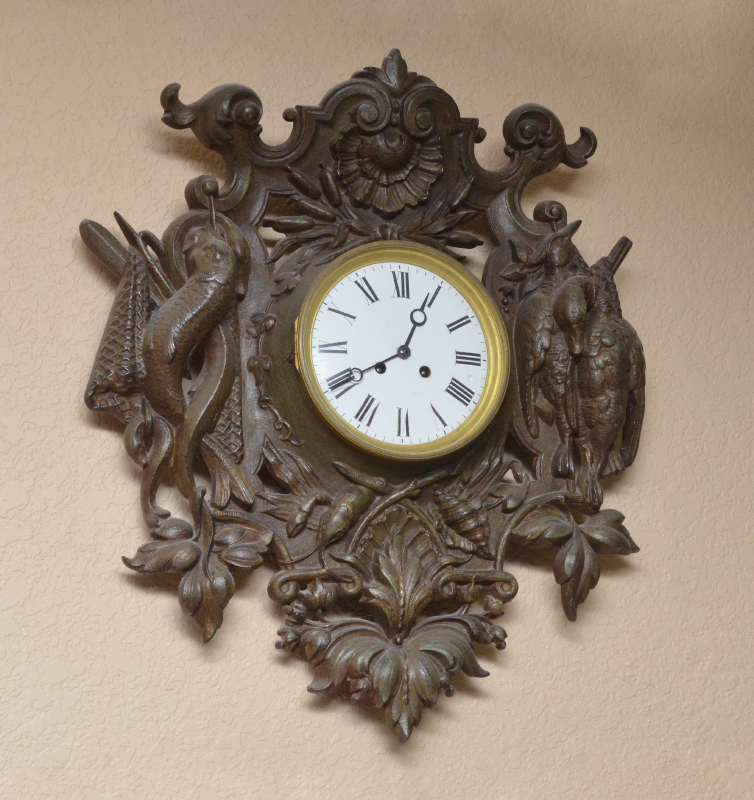 Appraisal: JAPY FRERES FIGURAL CAST IRON WALL CLOCK Rococo style cast