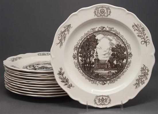 Appraisal: Twelve Wedgwood black and white transfer decorated plates from the