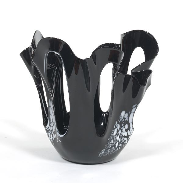 Appraisal: ART GLASS MAGIE NOIRE VASE CENTERPIECE x x Tapered blown