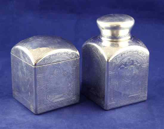 Appraisal: A late th century Russian zolotnik tea caddy and matching