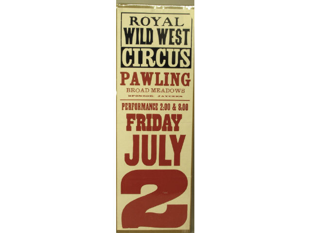 Appraisal: Vintage two color Royal Wild West circus poster for Pawling