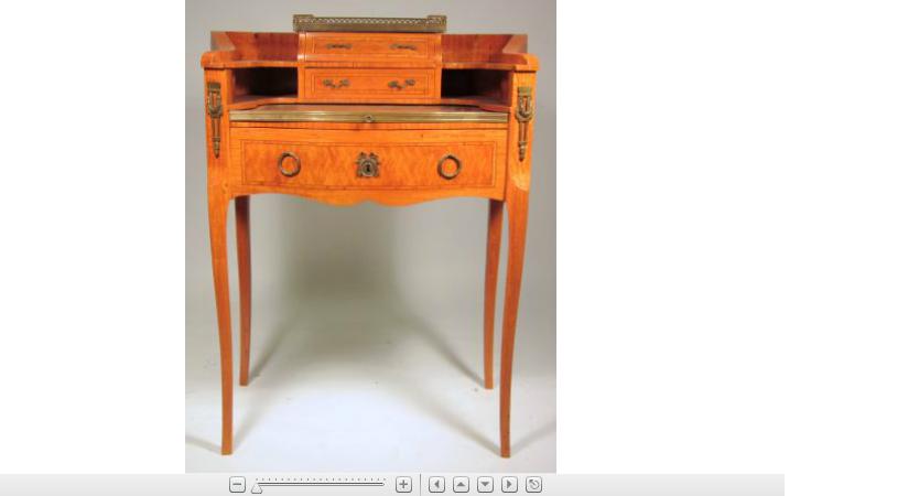 Appraisal: French transitional style maple and parquetry inlaid bureau de dame