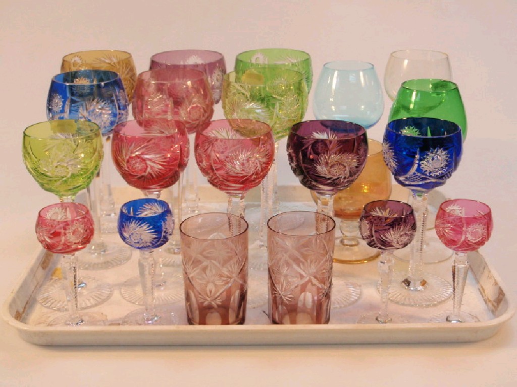 Appraisal: A set of six Hock glasses with fluted and foliate