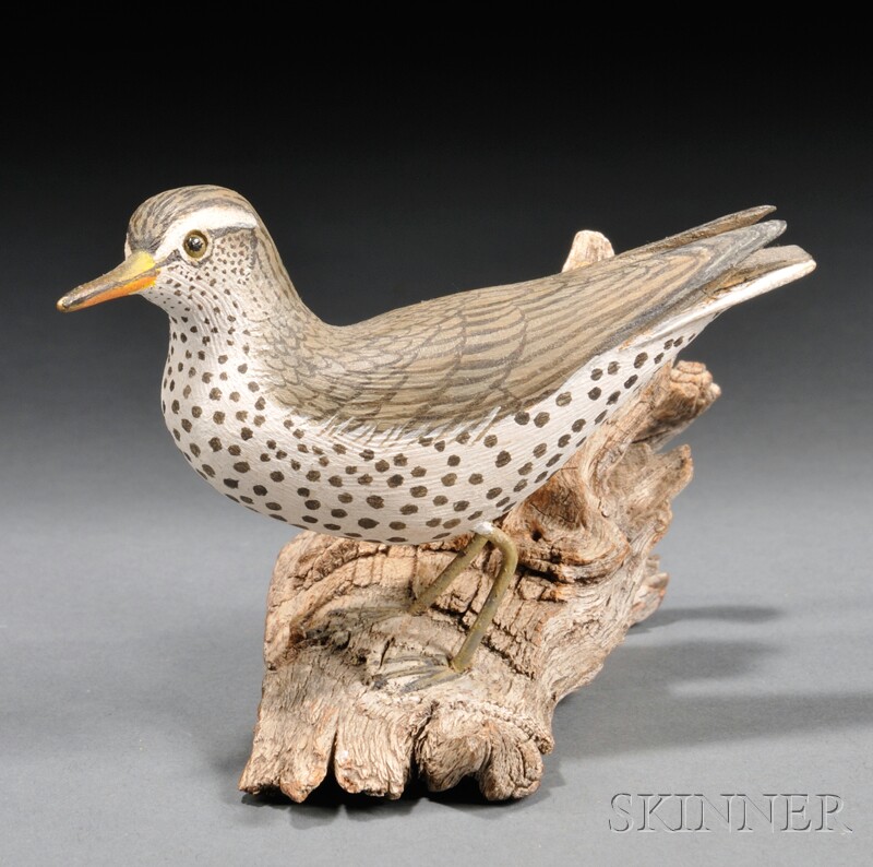 Appraisal: Jess Blackstone Miniature Carved and Painted Black Spotted Sandpiper Figure