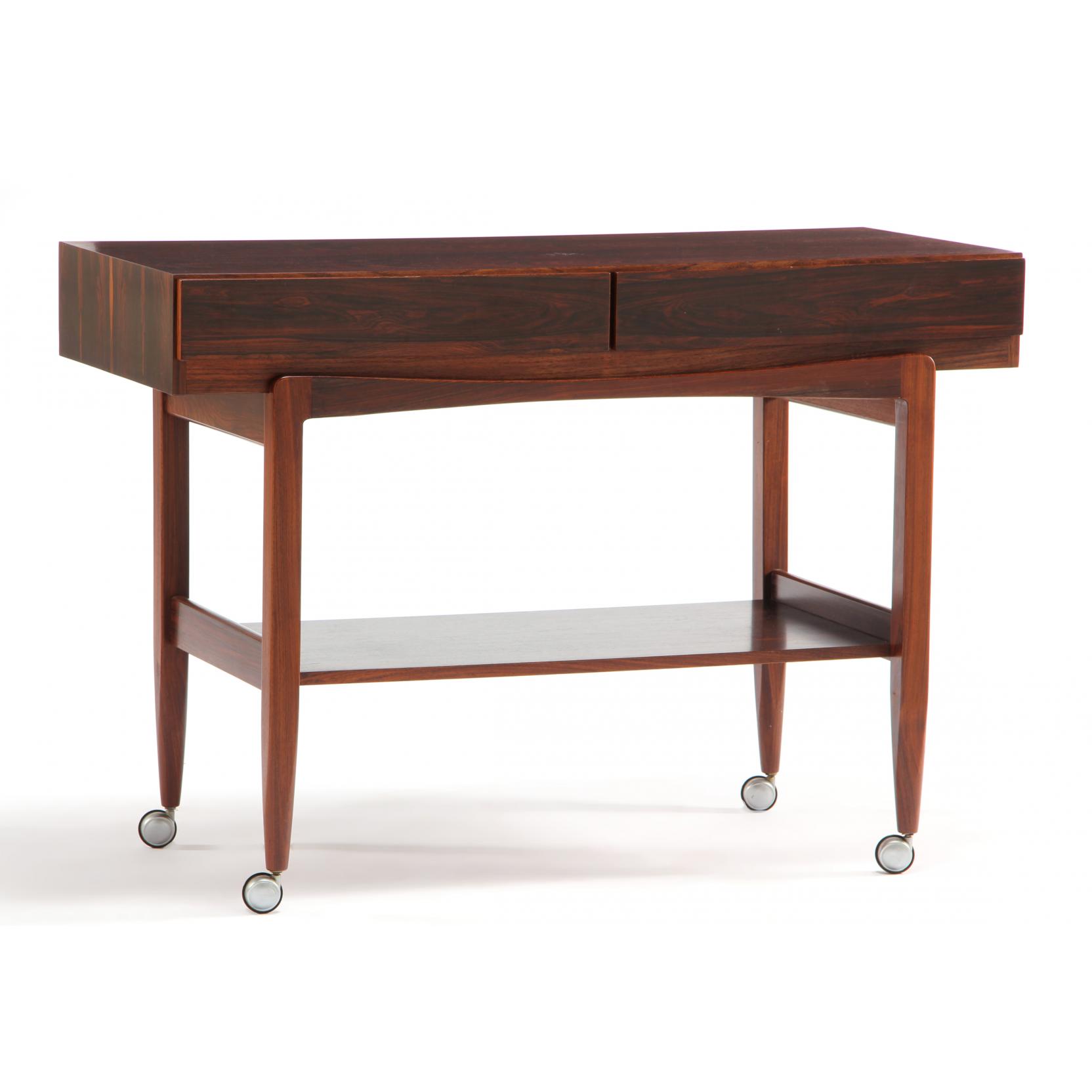 Appraisal: Ib Kofod Larsen Denmark - Console s highly figured rosewood