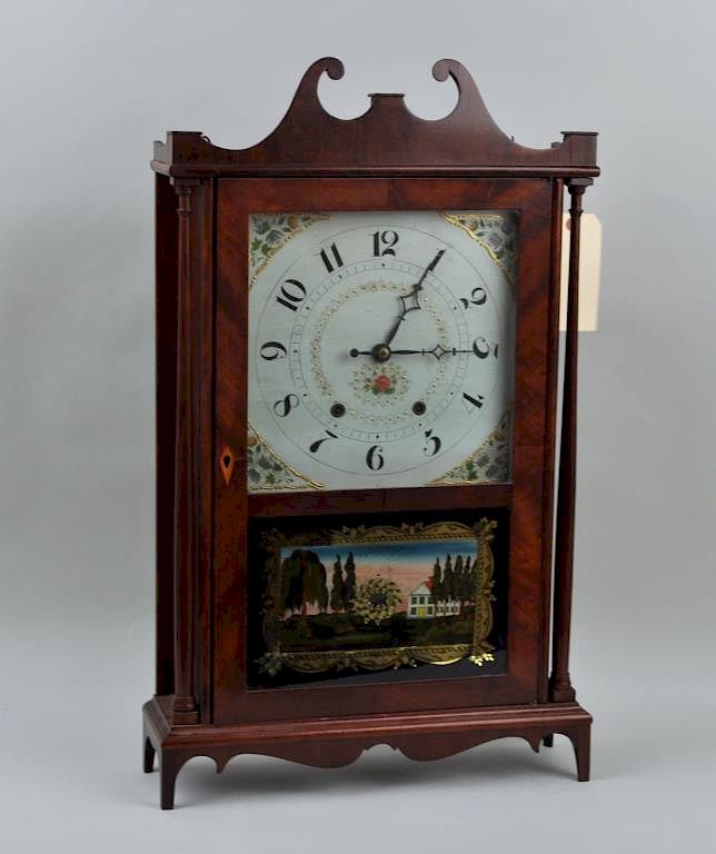 Appraisal: Connecticut Pillar Scroll Mantel Clock label Made and sold by