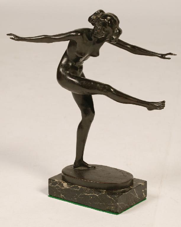 Appraisal: R VRAUGIZAUY A CAST BRONZE SCULPTURE OF A NAKED DANCING