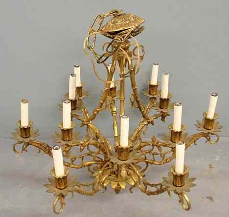 Appraisal: French style fire gilt chandelier c with twelve lights h