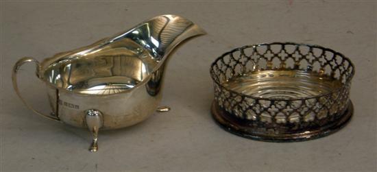 Appraisal: Modern silver sauce boat Birmingham ozs and a Continental white