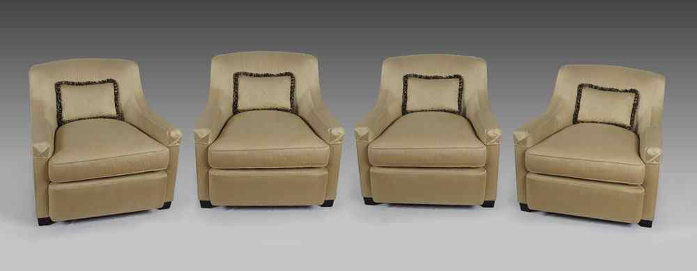 Appraisal: MATCHED SET OF BAKER FURNITURE CLUB CHAIRS Cream colored upholstered