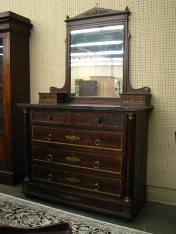 Appraisal: Vintage French Empire Style Dresser with mirror top gilt ormolu