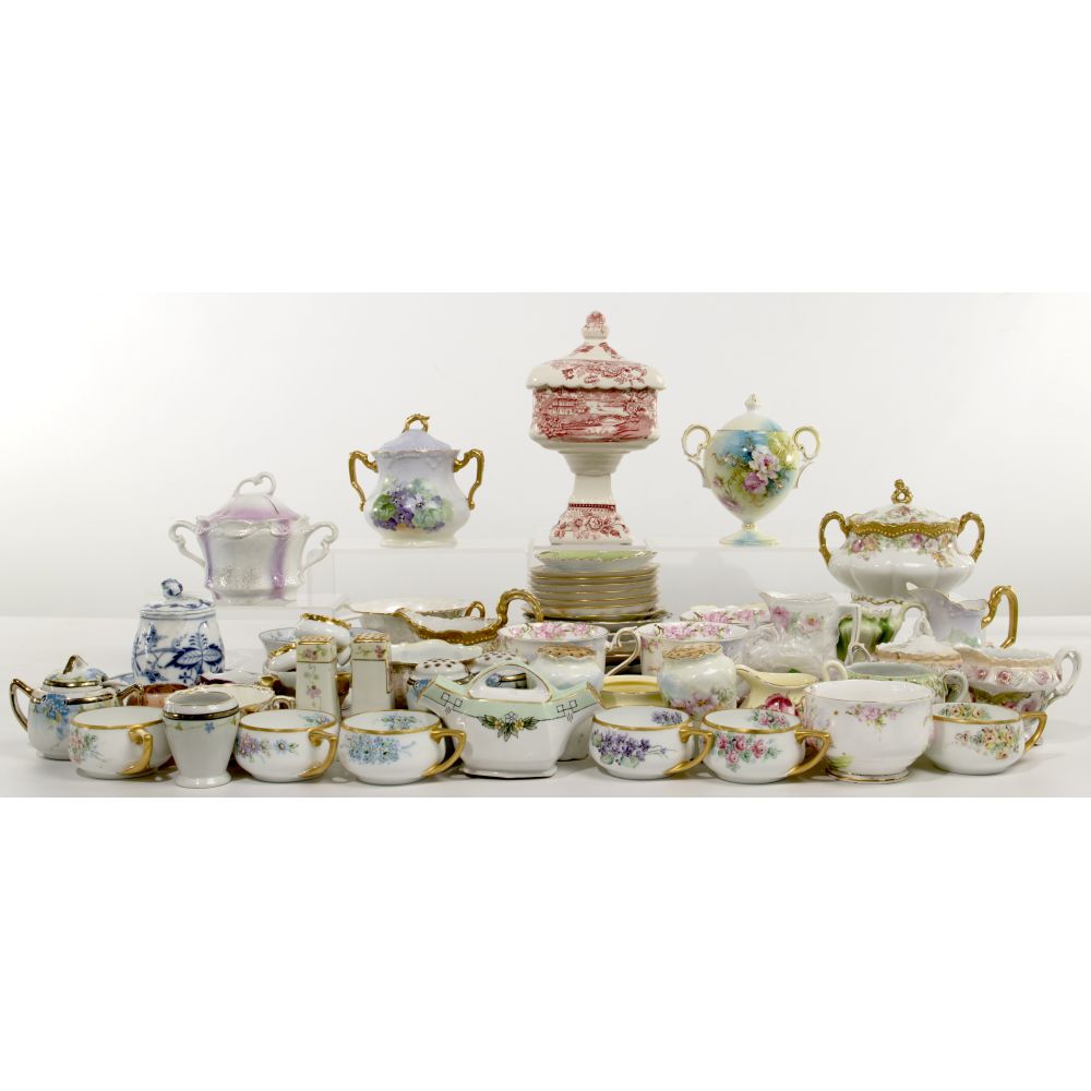 Appraisal: PORCELAIN TABLEWARE ASSORTMENTApproximately items including cups saucers sugar creamers covered