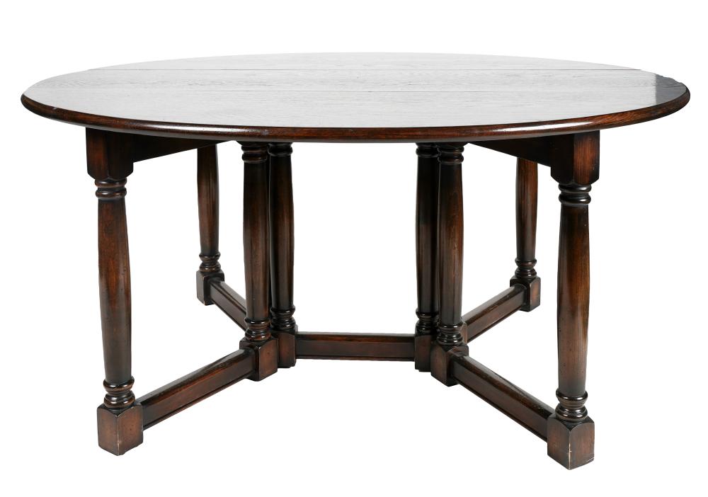 Appraisal: GEORGIAN-STYLE STAINED OAK GATELEG TABLE th century unsigned inches wide