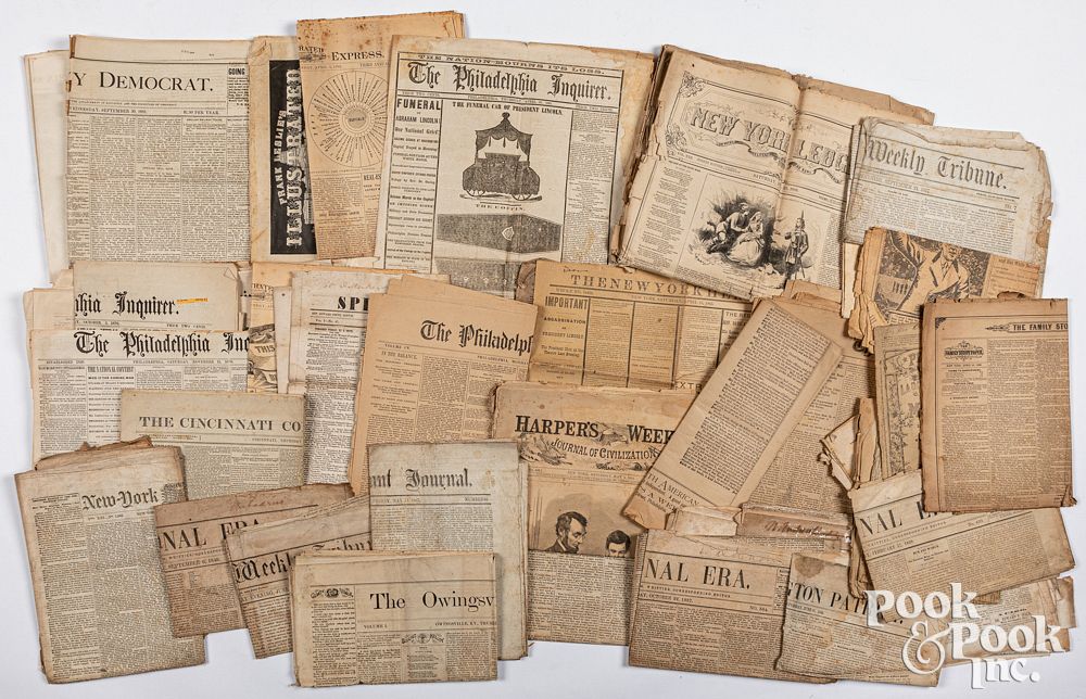 Appraisal: Large group of th c newspapers Large group of th