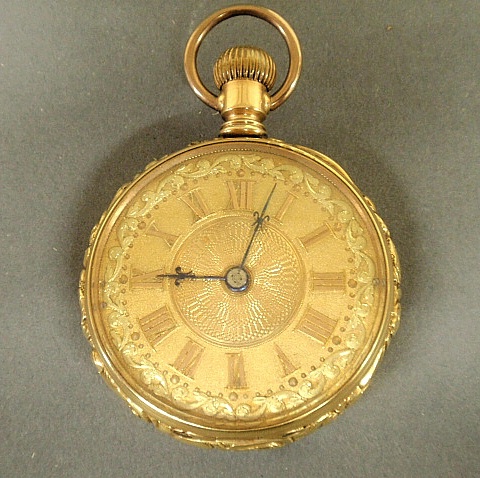 Appraisal: - Open face k gold pocket watch by American Waltham