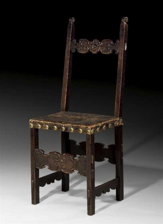 Appraisal: WALNUT CHAIR early Baroque Northern Italy th century With stretcher