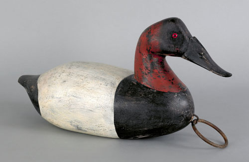 Appraisal: Oversized canvasback drake duck decoy early th c with relief