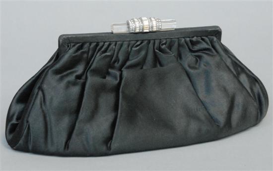 Appraisal: MARILYN MONROE BLACK SATIN CLUTCH By Lujean Gathered at the