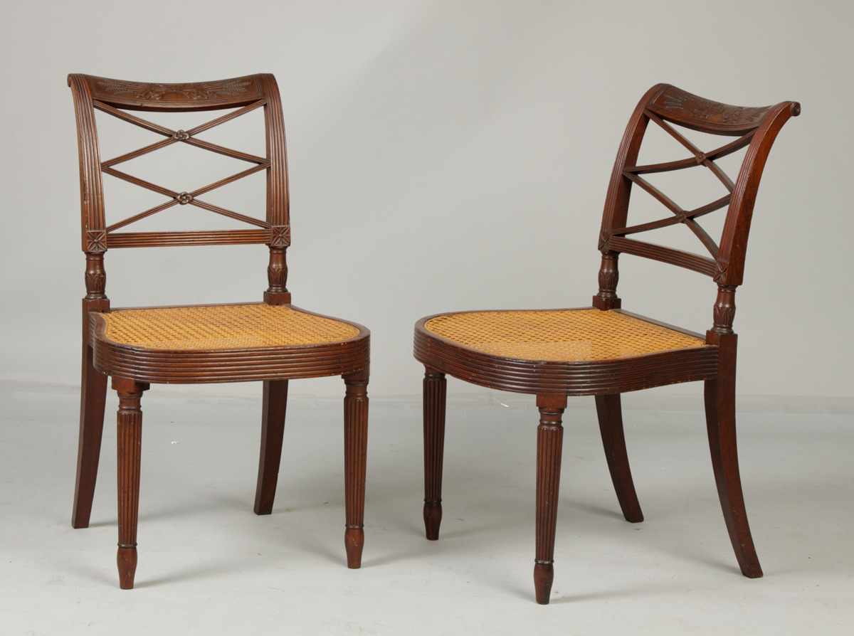 Appraisal: Two Period Duncan Phyfe NY Chairs Laurel splats fluted legs