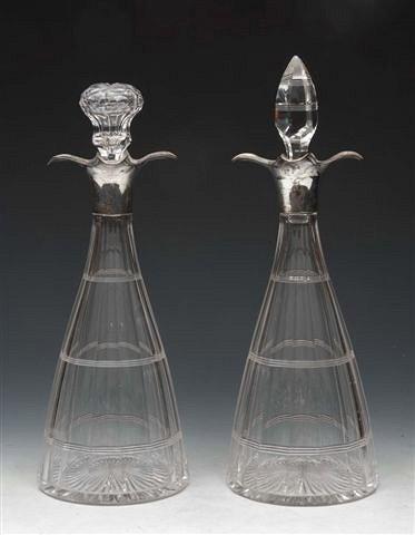 Appraisal: A PAIR OF EDWARD VII CUT GLASS AND SILVER TOPPED