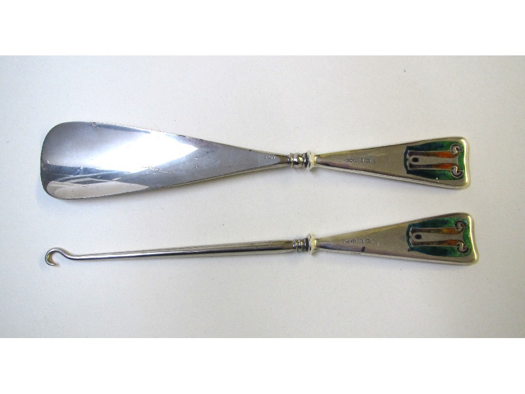 Appraisal: A Liberty Co silver and enamel mounted shoe horn and