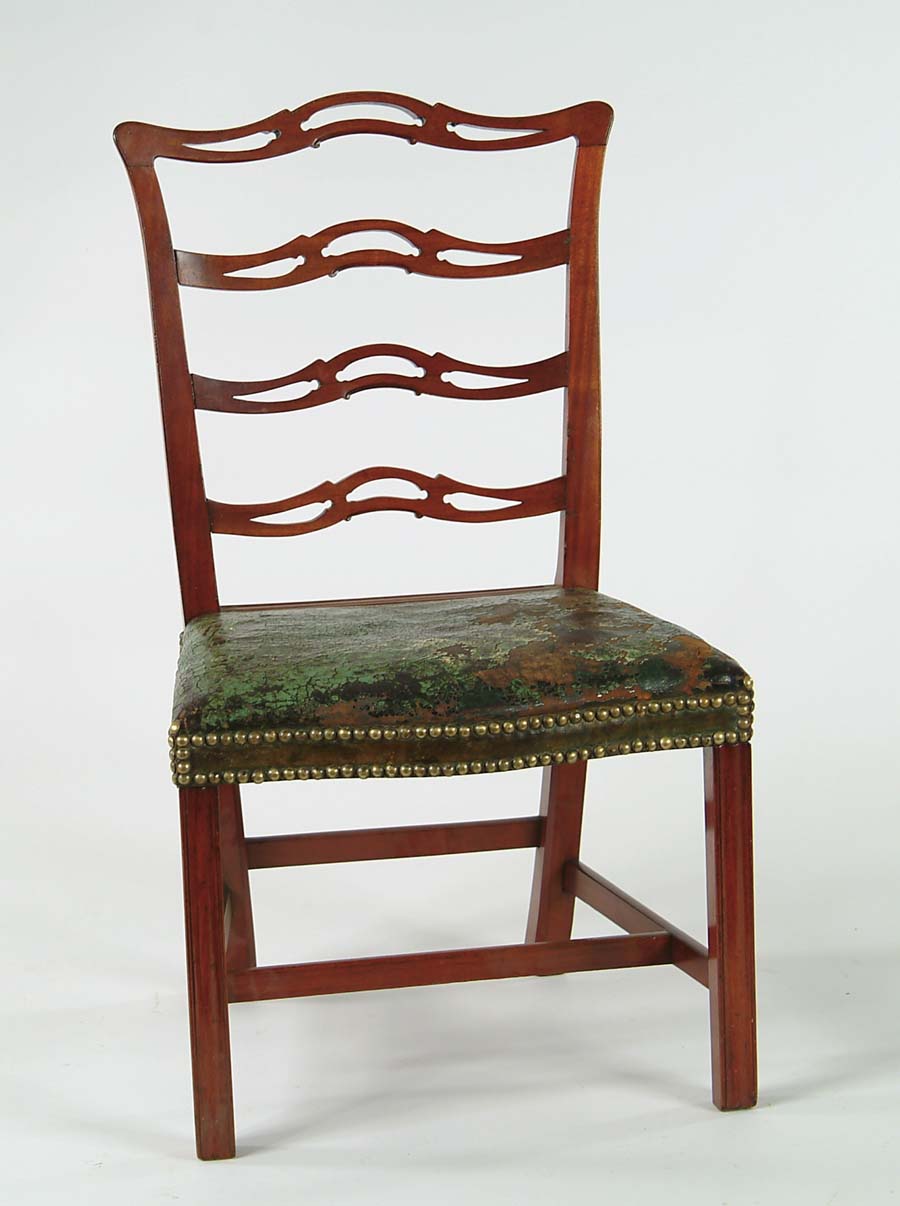 Appraisal: CHIPPENDALE STYLE MAHOGANY RIBBON BACK SIDE CHAIR th Century chair