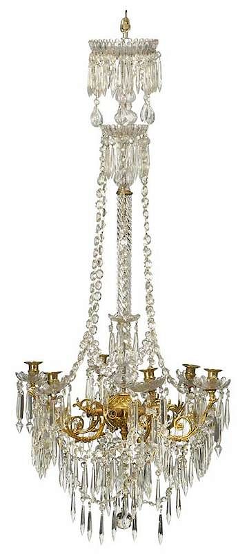 Appraisal: Brass and Crystal Chandelier attributed Cornelius Co Philadelphia cast gilt