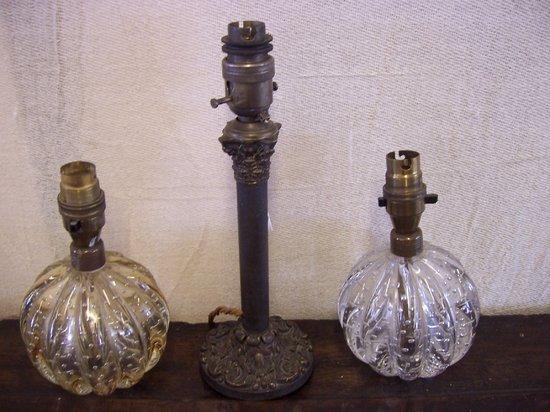 Appraisal: A pair of fluted glass spherical lamps cm high and