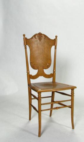 Appraisal: Birds Eye Maple Side Chair solid back with applied carving