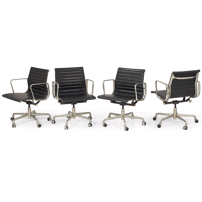 Appraisal: Charles and Ray Eames Aluminum Group armchairs four polished aluminum