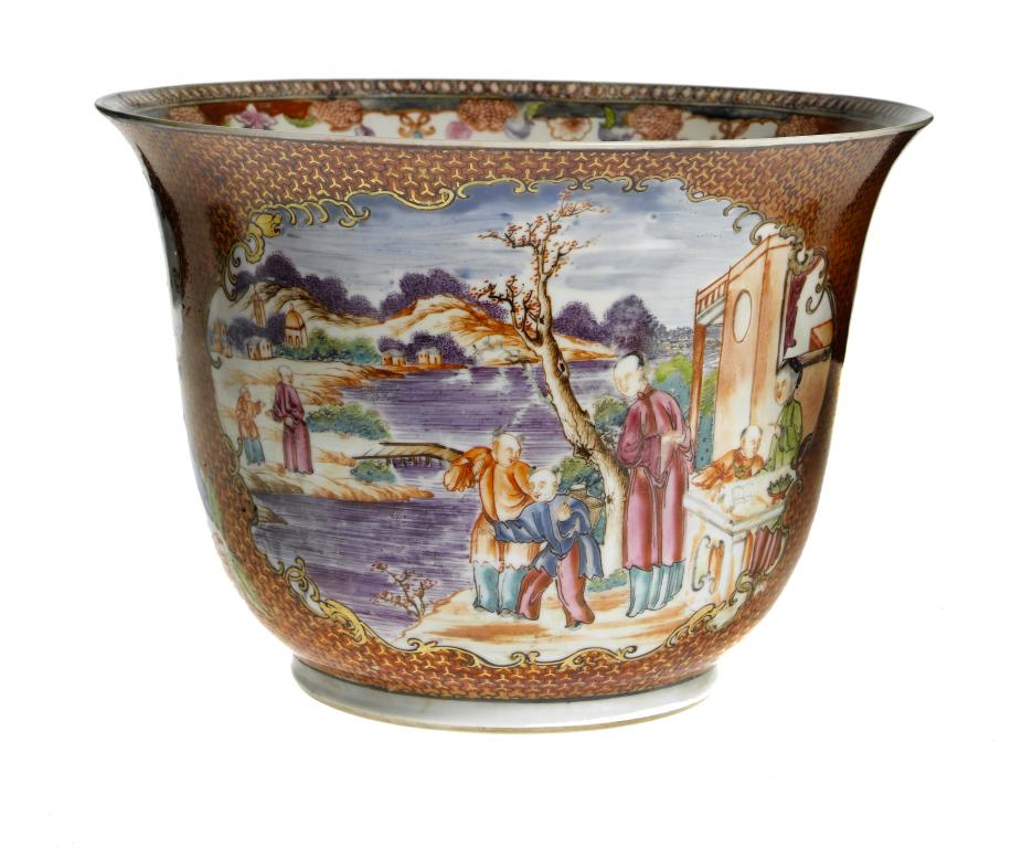 Appraisal: A MANDARIN 'PATTERN' CACHE POT of bell shape enamelled with