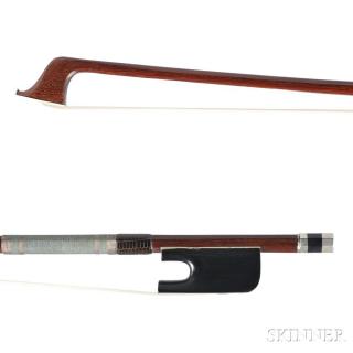 Appraisal: Nickel-mounted Violoncello Bow c the round stick unstamped weight grams