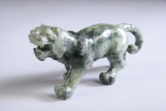 Appraisal: SPINACH JADE FIGURE OF TIGER - in