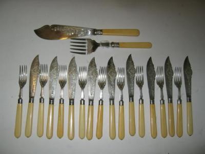 Appraisal: A SET OF NINE PAIRS OF FISH KNIVES AND FORKS