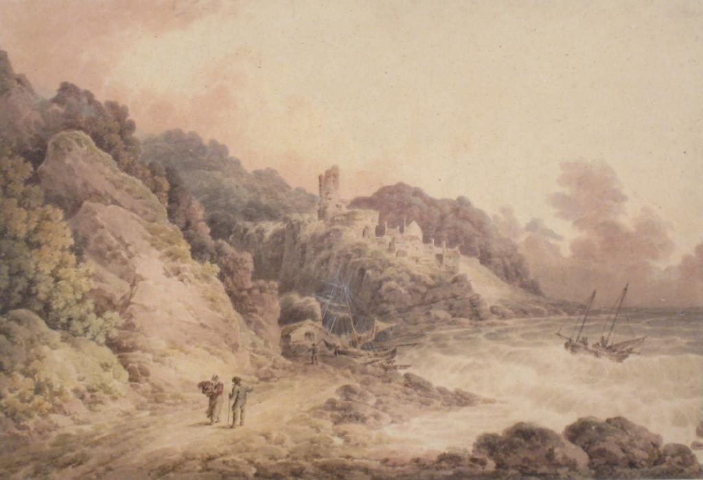 Appraisal: ATTRIBUTED TO FRANCIS NICHOLSON A Coastal Landscape with Figures on