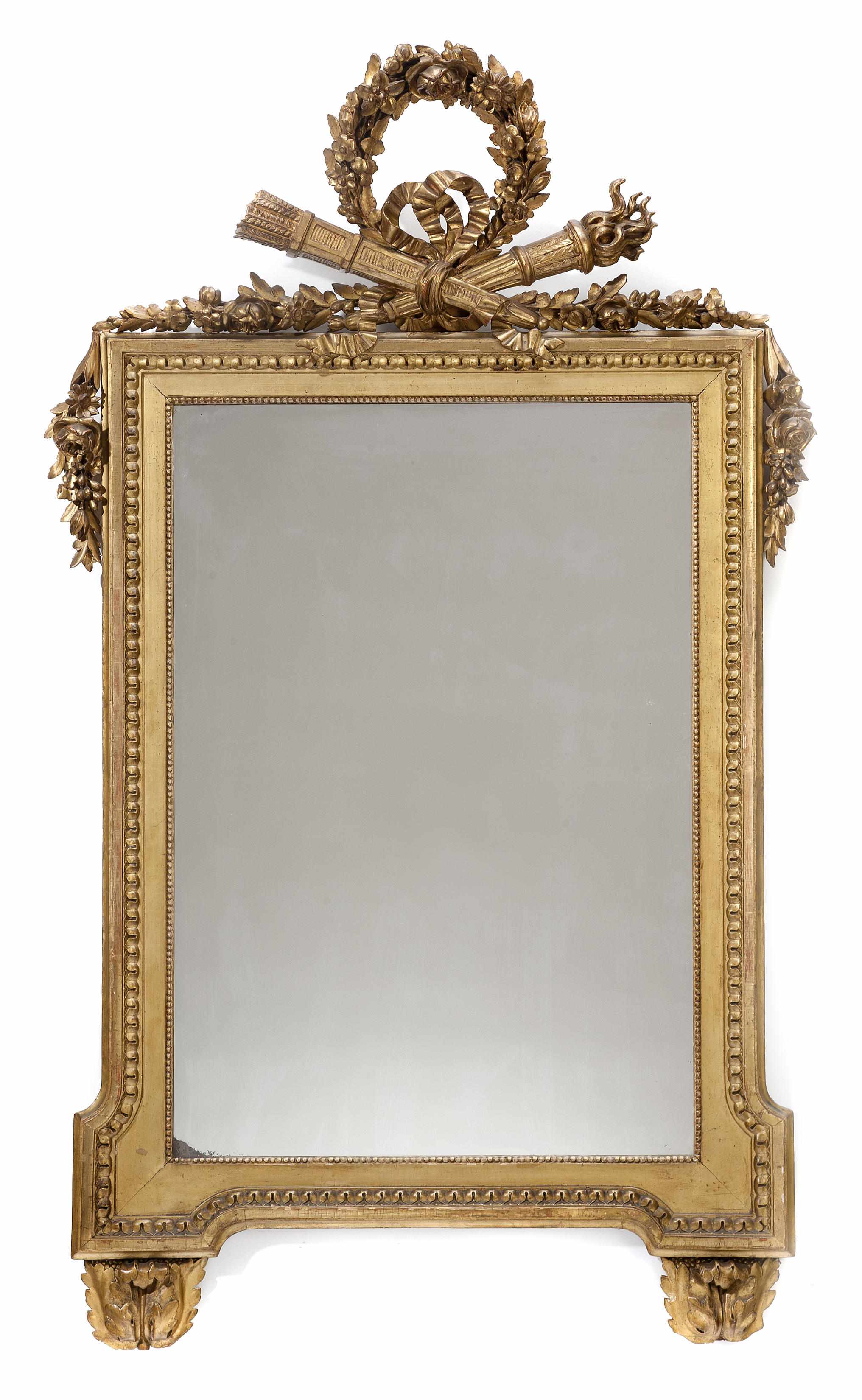 Appraisal: A Louis XVI style carved giltwood mirror late th century