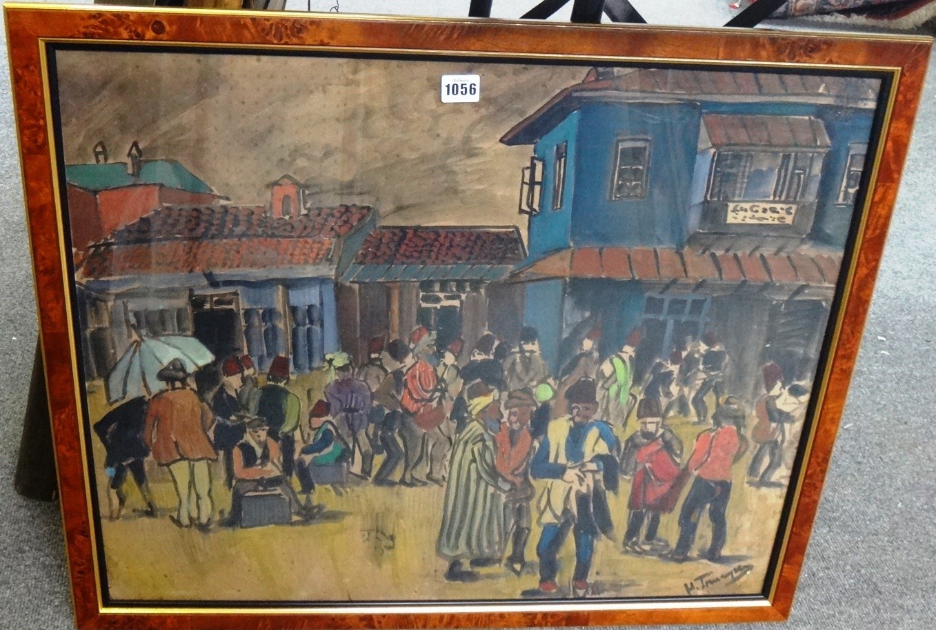 Appraisal: H T th century Figures in a marketplace watercolour and