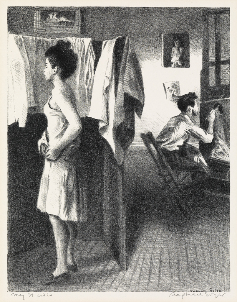 Appraisal: RAPHAEL SOYER In the Studio Lithograph x mm x inches