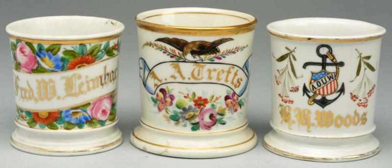 Appraisal: Lot of Shaving Mugs Includes one with floral design one