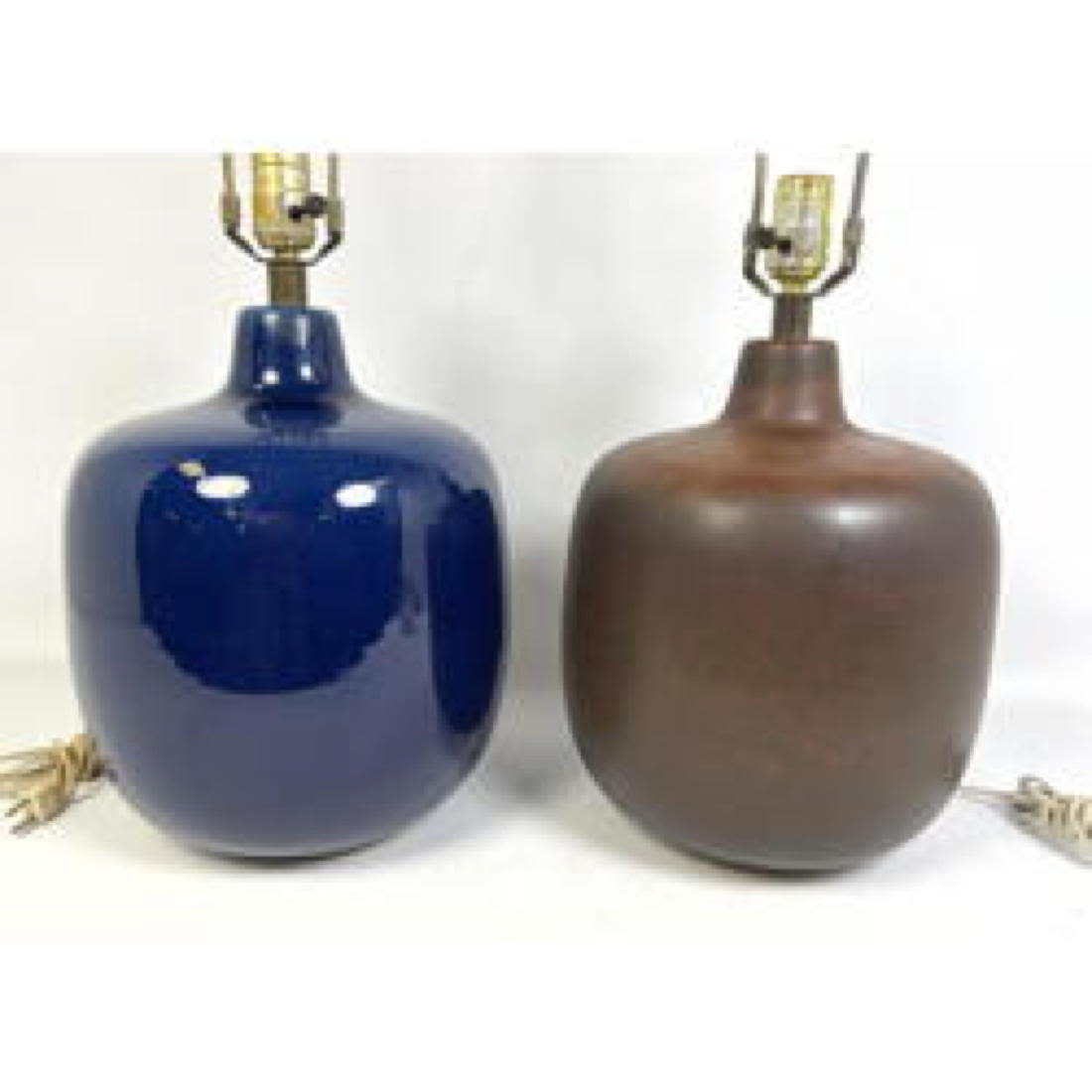 Appraisal: Lotte and Gunnar Bostlund Table Lamps Large Brown Glaze and