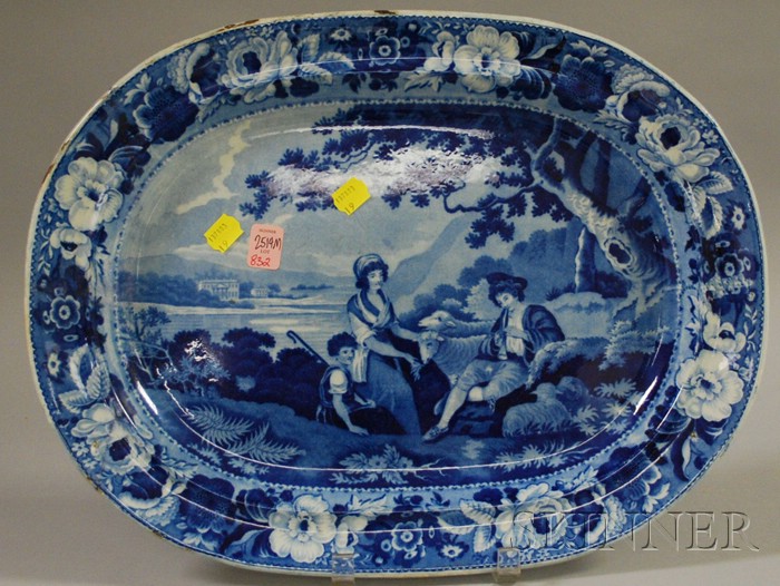 Appraisal: English Pastoral Transfer-decorated Staffordshire Platter lg in