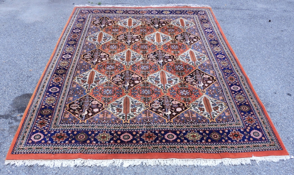 Appraisal: EARTHY BTOWN AND BLUE BAKHTIARI RUG CARPET Middle East th