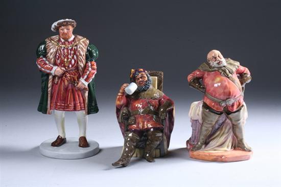 Appraisal: THREE ROYAL DOULTON CHARACTER FIGURES Including Henry VIII Falstaff and