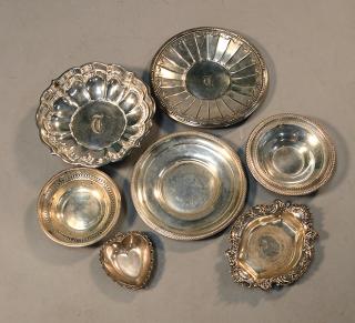 Appraisal: Seven sterling bowls and plates ozs Seven sterling bowls and