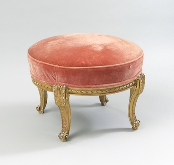 Appraisal: A Circular Upholstered Footrest Approx D in a soft rose