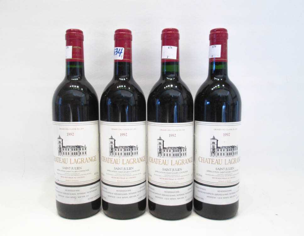 Appraisal: FOUR BOTTLES OF VINTAGE FRENCH RED BORDEAUX WINE Chateau Lagrange