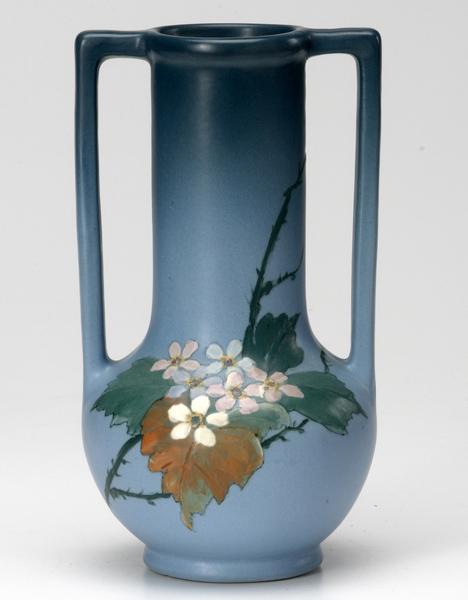 Appraisal: WELLER Hudson two-handled vase painted by Ruth Axline with clusters