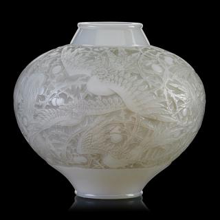 Appraisal: LALIQUE Aras vase cased opalescent glass LALIQUE Aras vase France